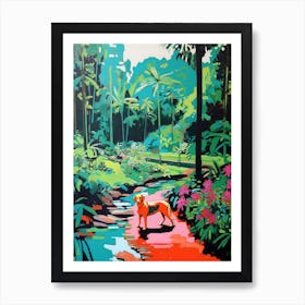A Painting Of A Dog In Royal Botanic Gardens, Kandy Sri Lanka In The Style Of Pop Art 01 Art Print