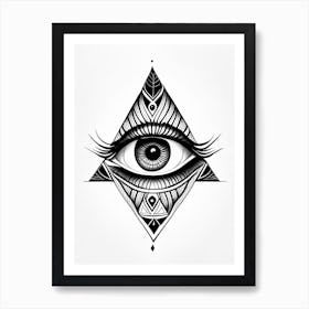 Balance, Symbol, Third Eye Simple Black & White Illustration 4 Art Print