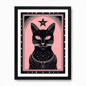 The Star Tarot Card, Black Cat In Pink 3 Art Print