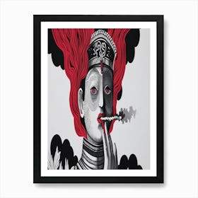 'Indian Woman Smoking' Art Print