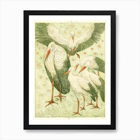 Five Storks In A Meadow, Theo Van Hoytema Art Print