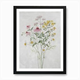 Multicolor Flower Bouquets Floral Botanical Art Print