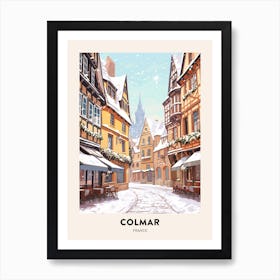 Vintage Winter Travel Poster Colmar France 3 Art Print