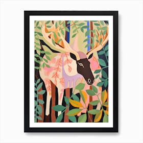 Maximalist Animal Painting Moose 1 Art Print