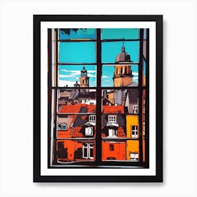 Window View Of Copenhagen Denmark In The Style Of Pop Art 2 Art Print