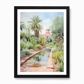 Marrakech Botanical Garden Morocco Watercolour 1 Art Print