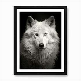 Tundra Wolf Portrait Black And White 2 Art Print