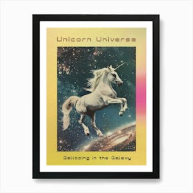 Unicorn Galloping In Space Galaxy Collage Poster Art Print