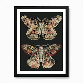 Night Butterflies William Morris Style 10 Art Print