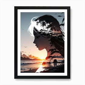 Sunset Portrait Of A Girl Art Print