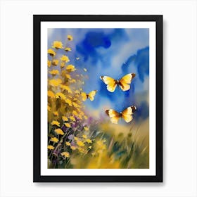 Yellow Butterflies In The Meadow Art Print