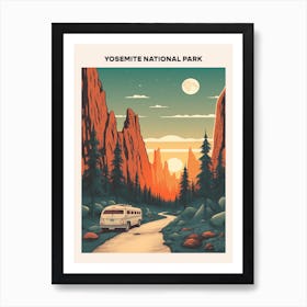 Yosemite National Park Midcentury Travel Poster Art Print