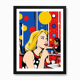 Pop Art Style Blonde Woman Thinking Art Print