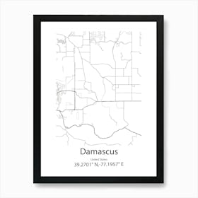 Damascus,United States Minimalist Map 1 Art Print