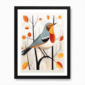Colourful Geometric Bird Hermit Thrush 2 Art Print