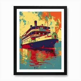 Steamboat Natchez Retro Pop Art 3 Art Print