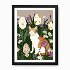 Cat And Easter Eggs 3 Art Print