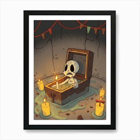 Skeleton In A Box Art Print