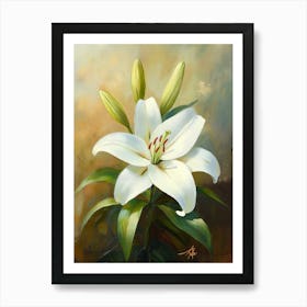 White Lily Flower Poster