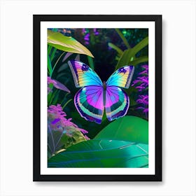 Butterfly In Botanical Gardens Holographic 1 Art Print