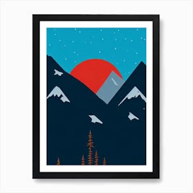 Gstaad, Switzerland Modern Illustration Skiing Poster Art Print