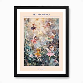 Brushstrokes Fairies In A Garden 1 Poster Art Print