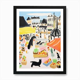 The Food Market In Copenhagen 1 Illustration Art Print