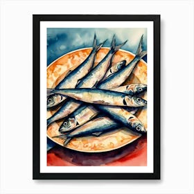 Sardines On A Plate 4 Art Print