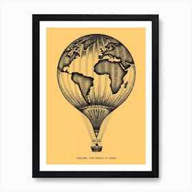 Vintage World Travel Air Balloon Art Print