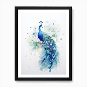 Peacock Watercolor Painting 1 Art Print