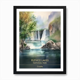 Plitvice Lakes National Park Croatia Watercolour 4 Póster