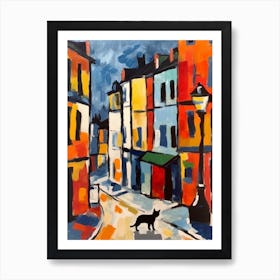 Painting Of London With A Cat 2 In The Style Of Matisse Art Print