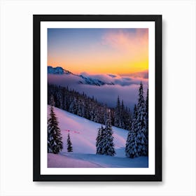 Verbier, Switzerland Sunrise Skiing Poster Art Print