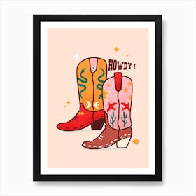 Howdy! Cowboy Boots Art Print