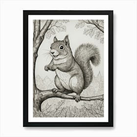 Squirrel In The Tree 1 Art Print