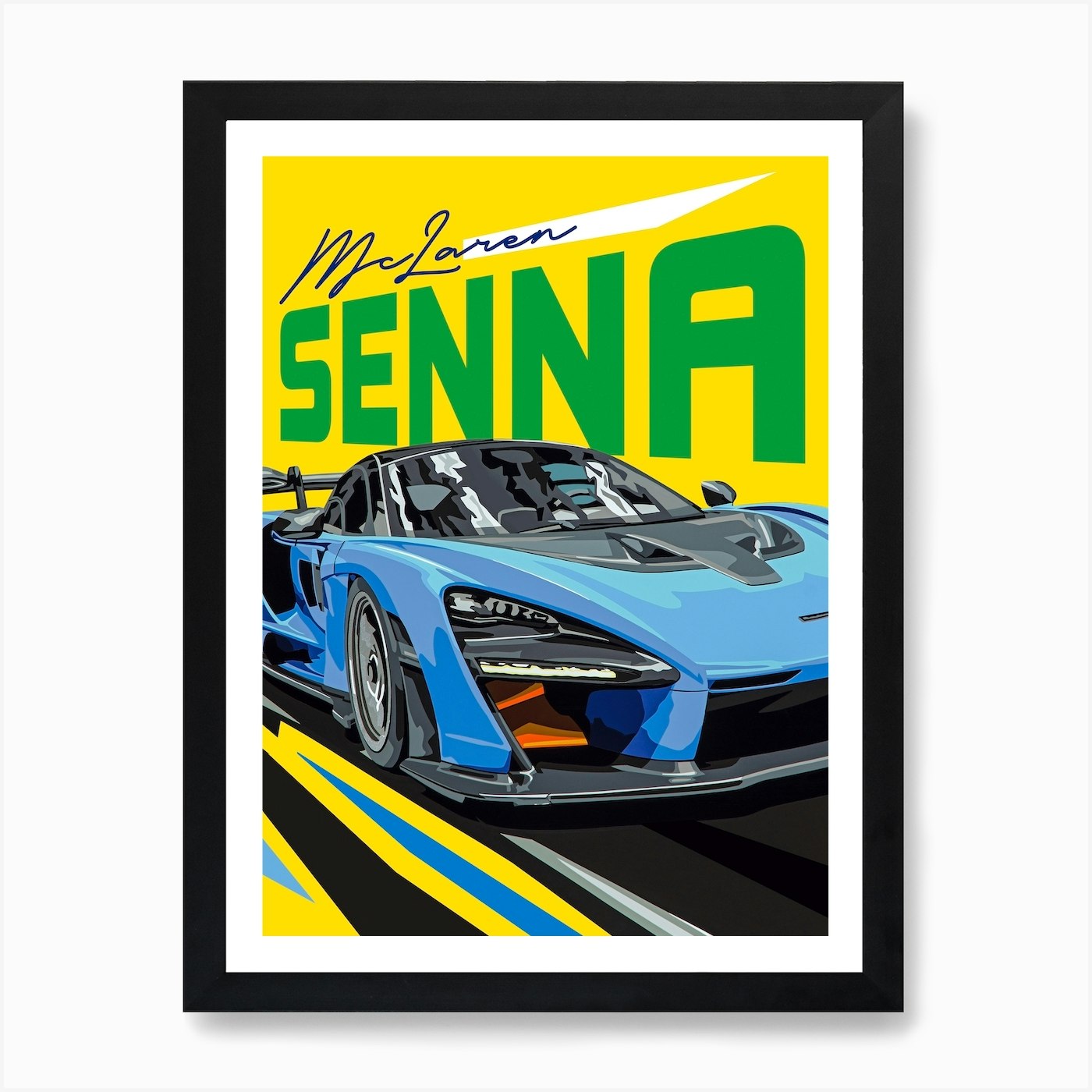 Mclaren Senna Brazil Art Print Framed Wall Art Poster Canvas Print Picture - Picture 2 of 4