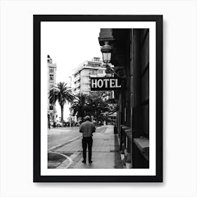 St Sebastian Street Hotel Black And White Print Art Print