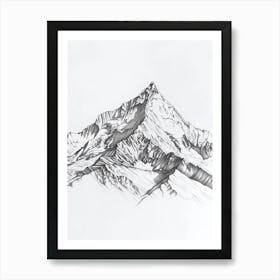 Annapurna Nepal Line Drawing 4 Art Print