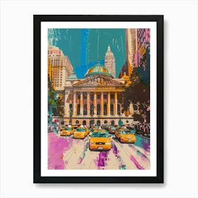 The New York Public Library New York Colourful Silkscreen Illustration 2 Art Print