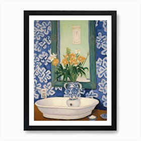 Bathroom Vanity Painting With A Daffodil Bouquet 3 Art Print