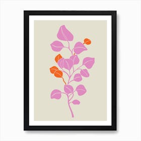 Pink And Orange Eucalyptus Leaves Art Print