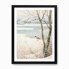 Winter Bird Painting Coot 3 Art Print