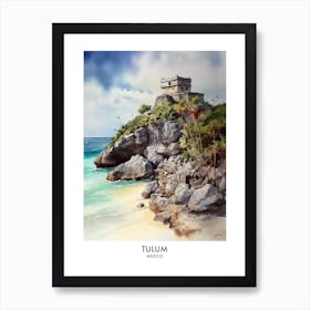Tulum Mexico Watercolour Travel Poster 3 Art Print