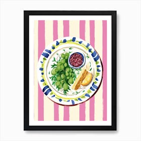 A Plate Of Grapes Top View Food Illustration 2 Art Print