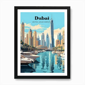 Dubai United Arab Emirates Skyscraper Skyline Travel Illustration Art Print