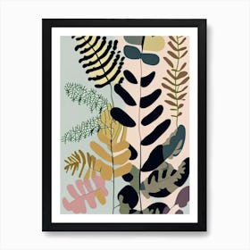 Southern Maidenhair Fern Wildflower Modern Muted Colours 1 Art Print