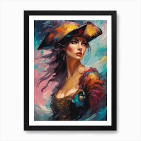 Woman In A Pirate Hat Art Print