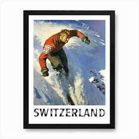 Skiing In Switzerland, Travel Poster Art Print