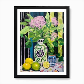 Flowers In A Vase Still Life Painting Lilac 2 Art Print