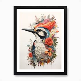 Bird With A Flower Crown Woodpecker 3 Art Print